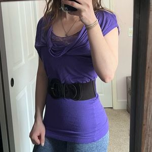 Purple scoop neck with belt